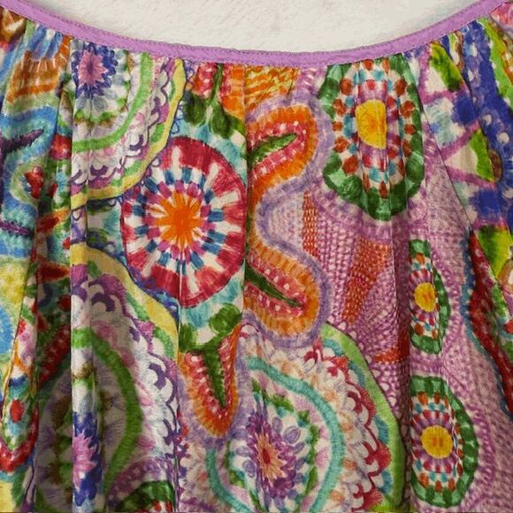 Johnny Was Jannika Silk Blouse Naperron Print Multicolor Ruffle Sleeve Size 1X - Picture 6 of 12